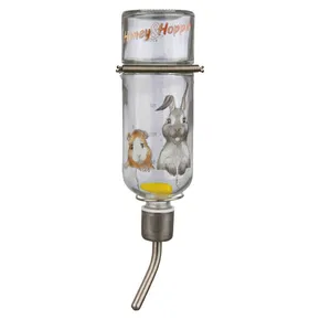 Poidło szklane Honey & Hopper z metalowym poidłem dla świnek morskich 250 ml